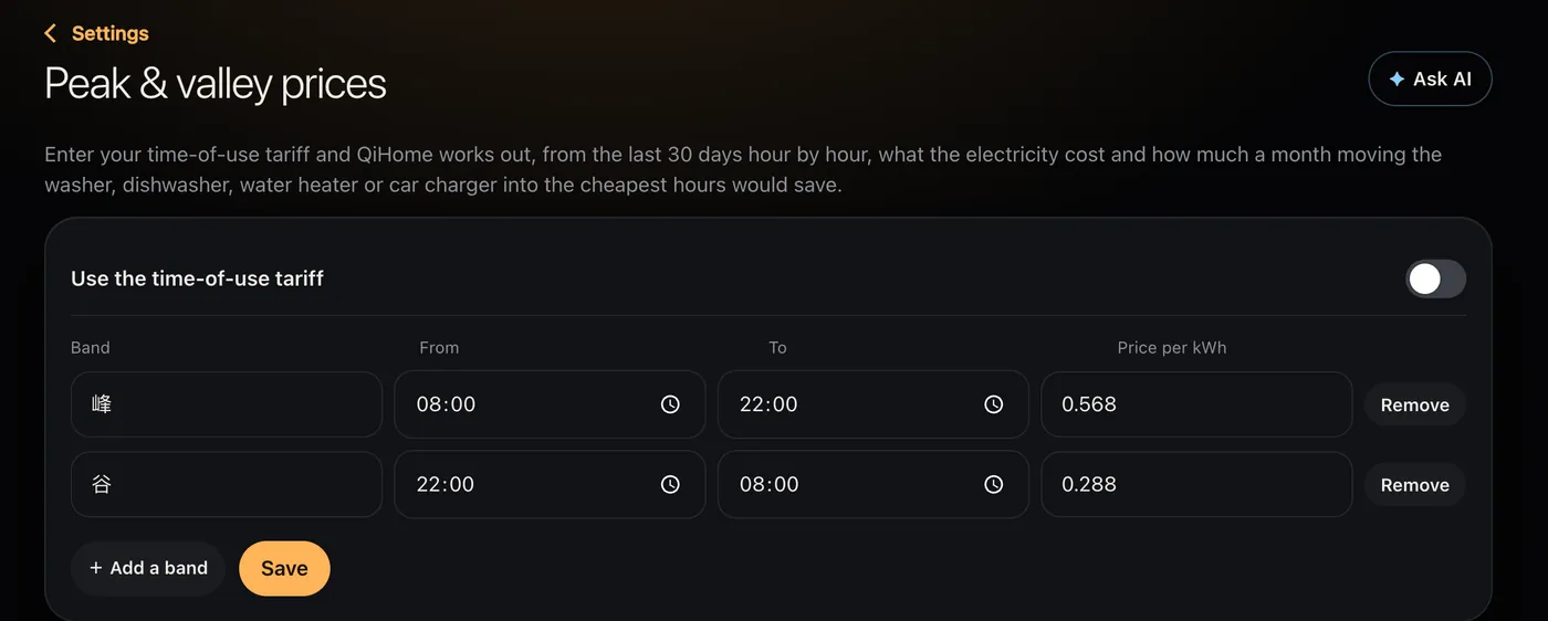 Peak and off-peak tariff: hours and prices for peak and off-peak
